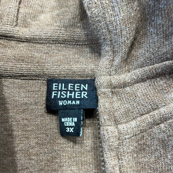 NWT Eileen Fisher Sz 3X 2 Piece Set Hooded Jacket Drawstring Pants Brown Cotton - Picture 10 of 14